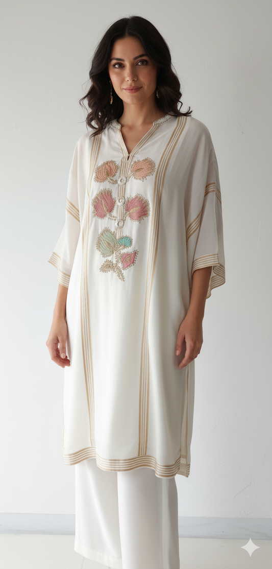 Summer Edit - Pure Dhaka Malmal Kimkhawab Collection - Ivory White