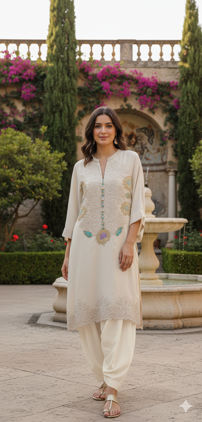 Summer Edit - Pure Dhaka Malmal Kimkhawab Collection - Boutique Beige