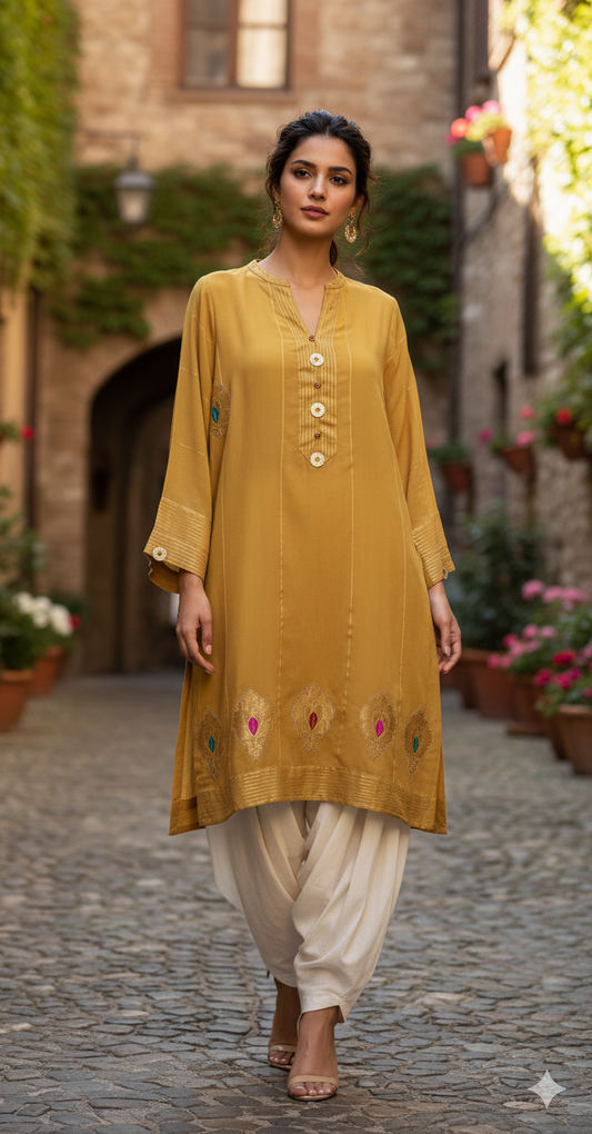 Summer Edit - Dhaka Malmal Kimkhawab Collection  - Saffron Yellow