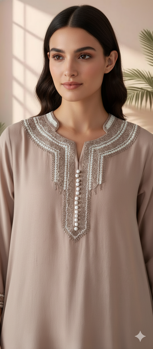 Winter Edit - Pure Silk Karandi Dori Embroidery - Boutique Beige