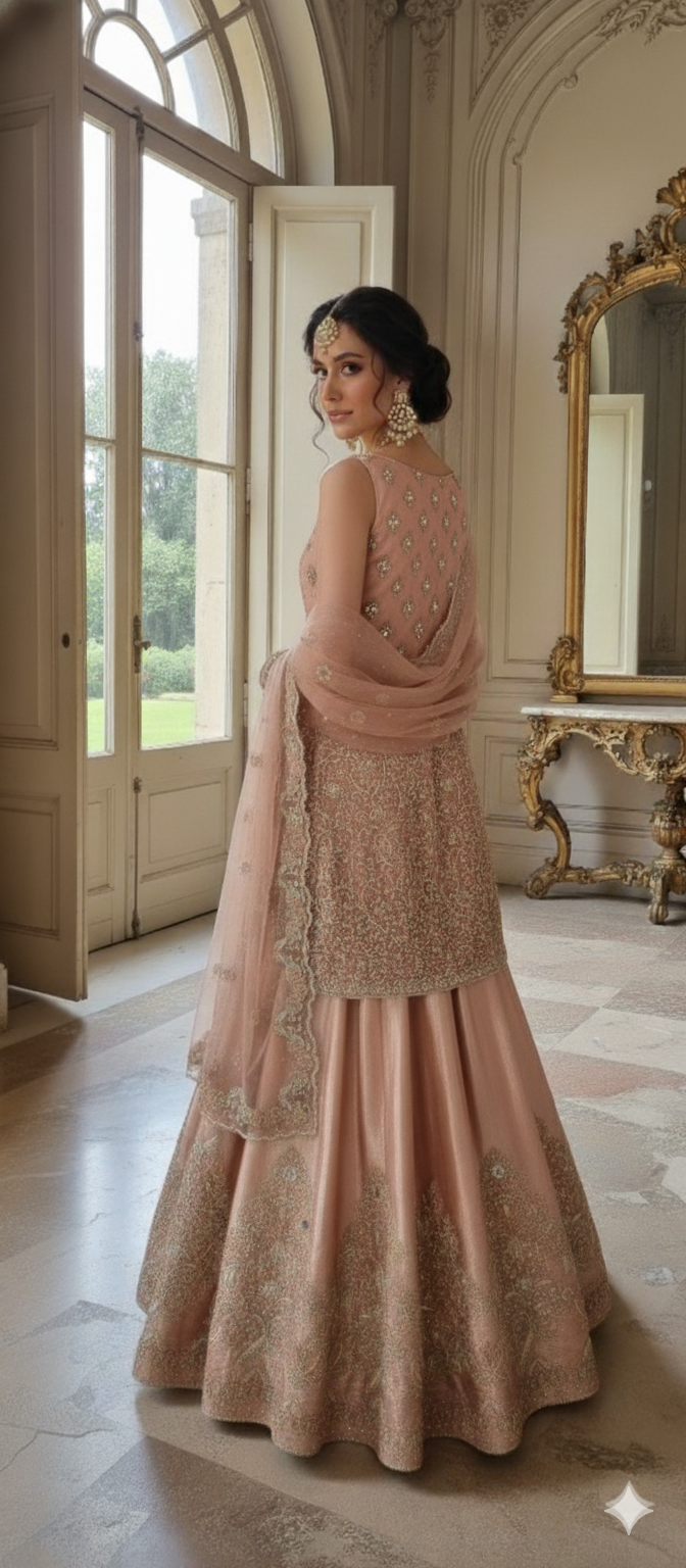 Wedding Edit - Dulhan - Gold Pink Tissue Bridal