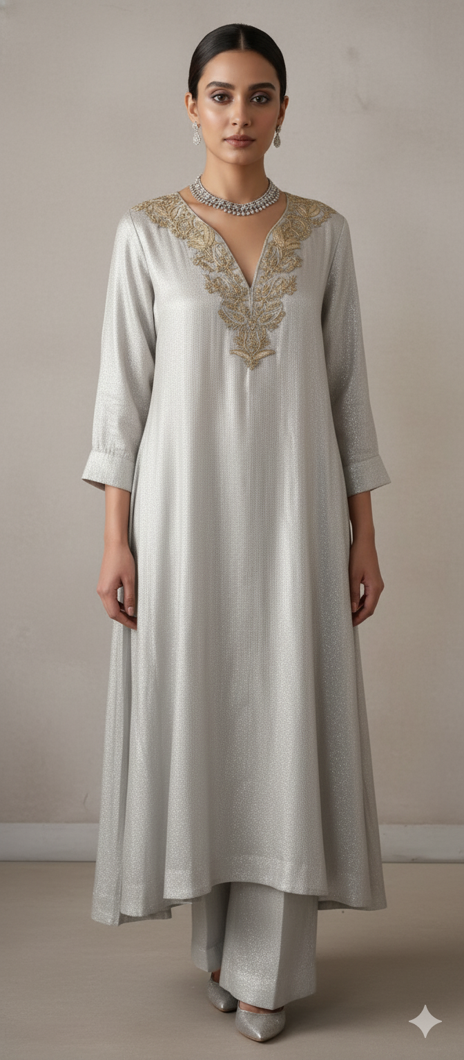 Wedding Edit - Pure Chaandi Chiffon - Silver