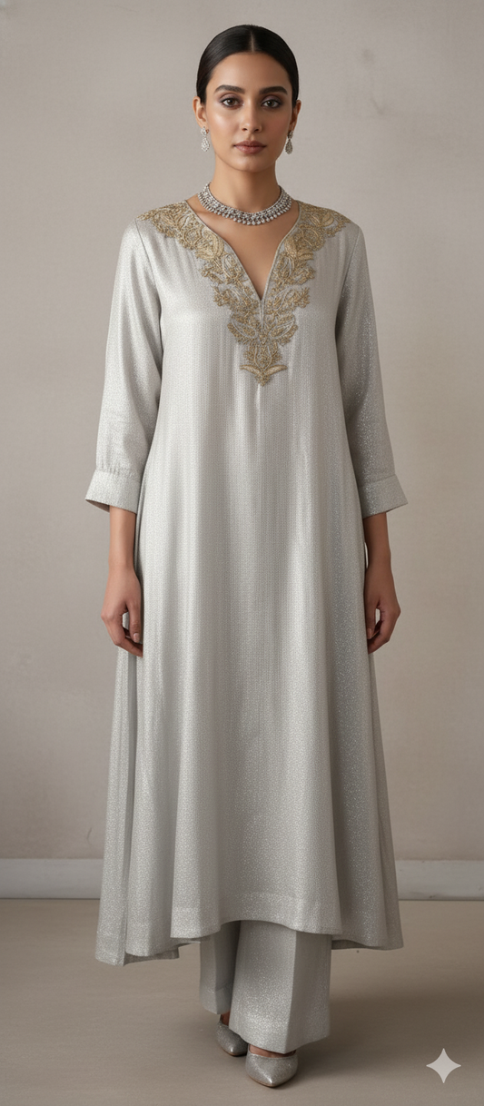 Wedding Edit - Pure Chaandi Chiffon - Silver