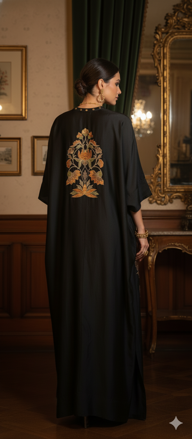 Wedding Edit - Pure Maple Raw Silk Kaftan - Black