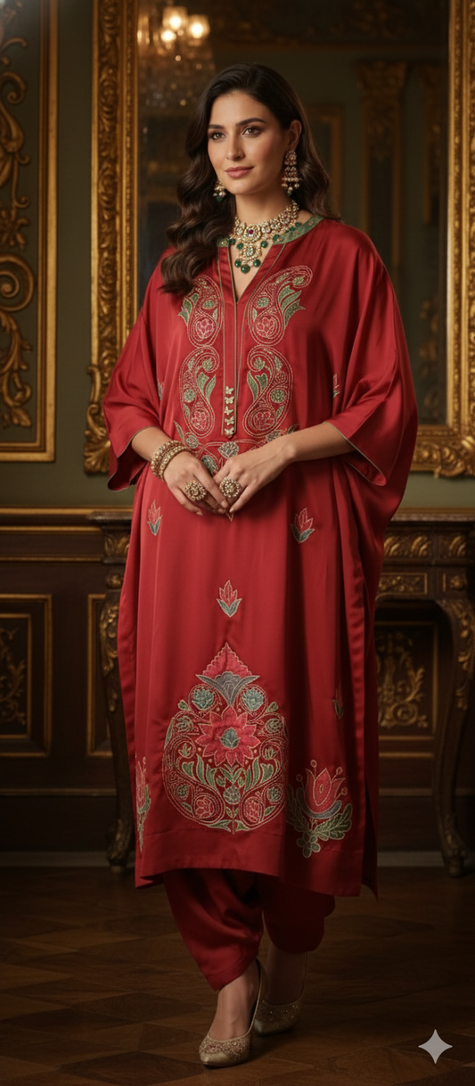 Wedding Edit - Pure Sateen Silk Applique & Embroidery -  The red 'Red'