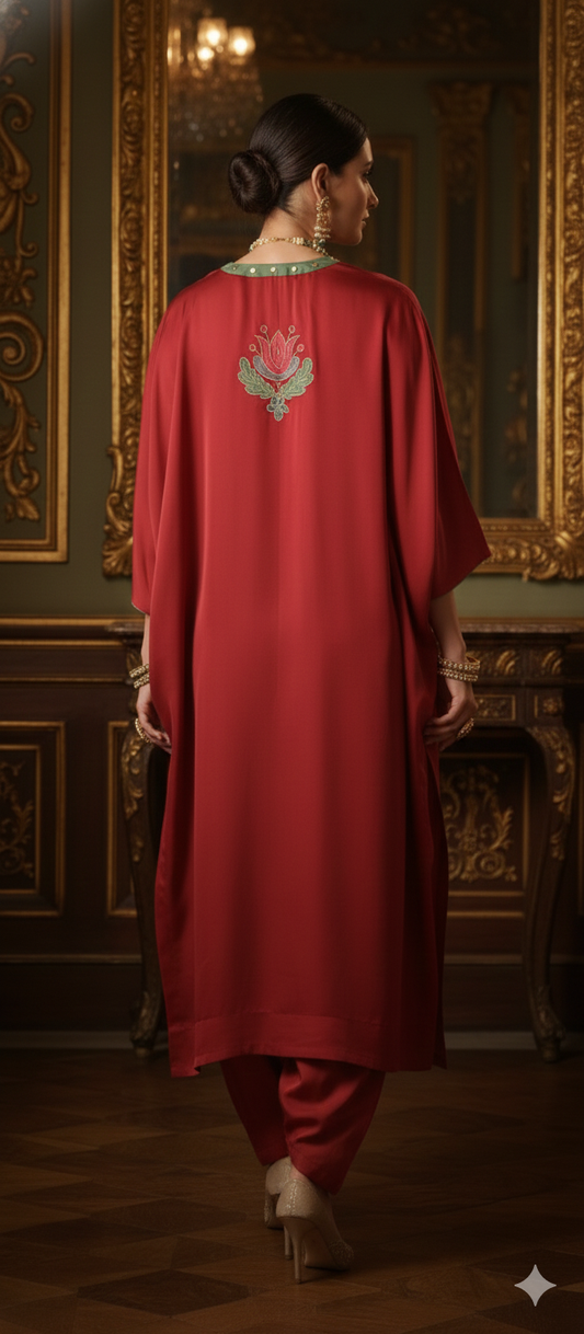 Wedding Edit - Pure Sateen Silk Applique & Embroidery -  The red 'Red'