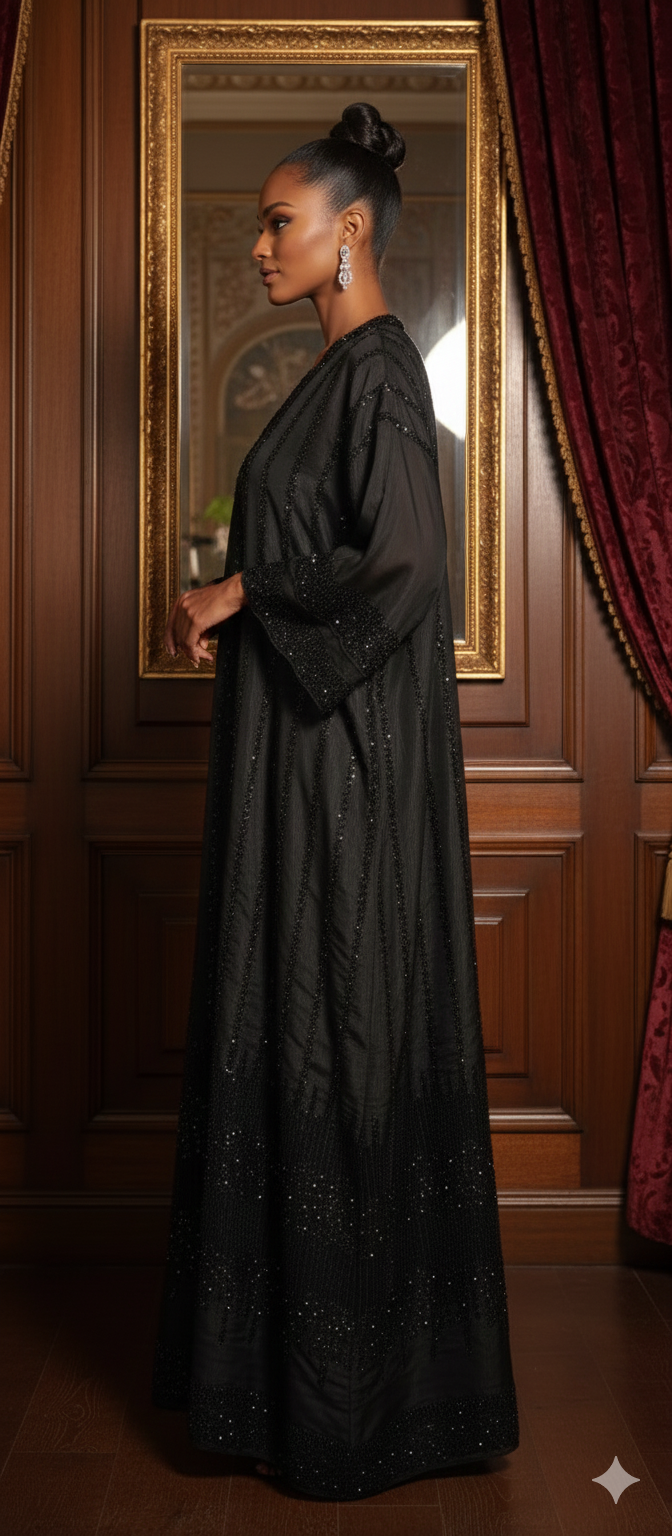 Kaftan Edit -  Tissue Silk with crystal embellishment - Midnight Radiance