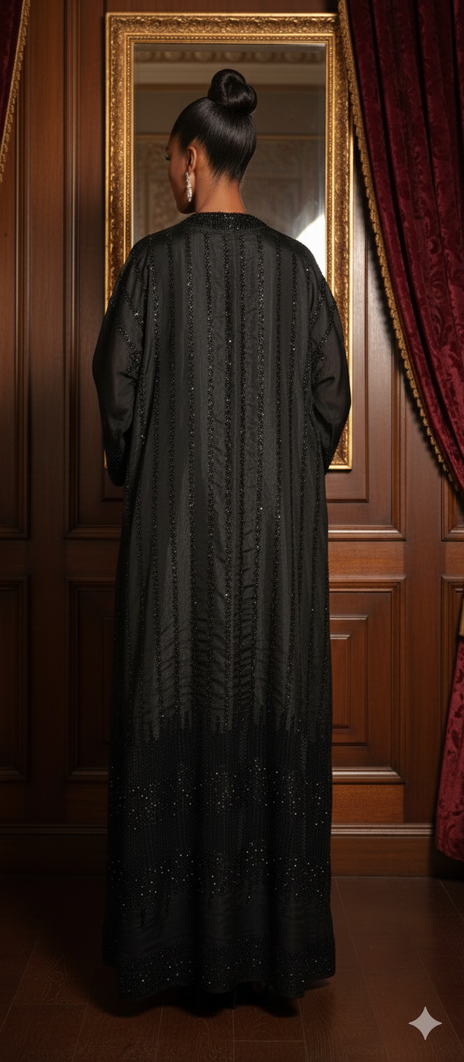 Kaftan Edit -  Tissue Silk with crystal embellishment - Midnight Radiance