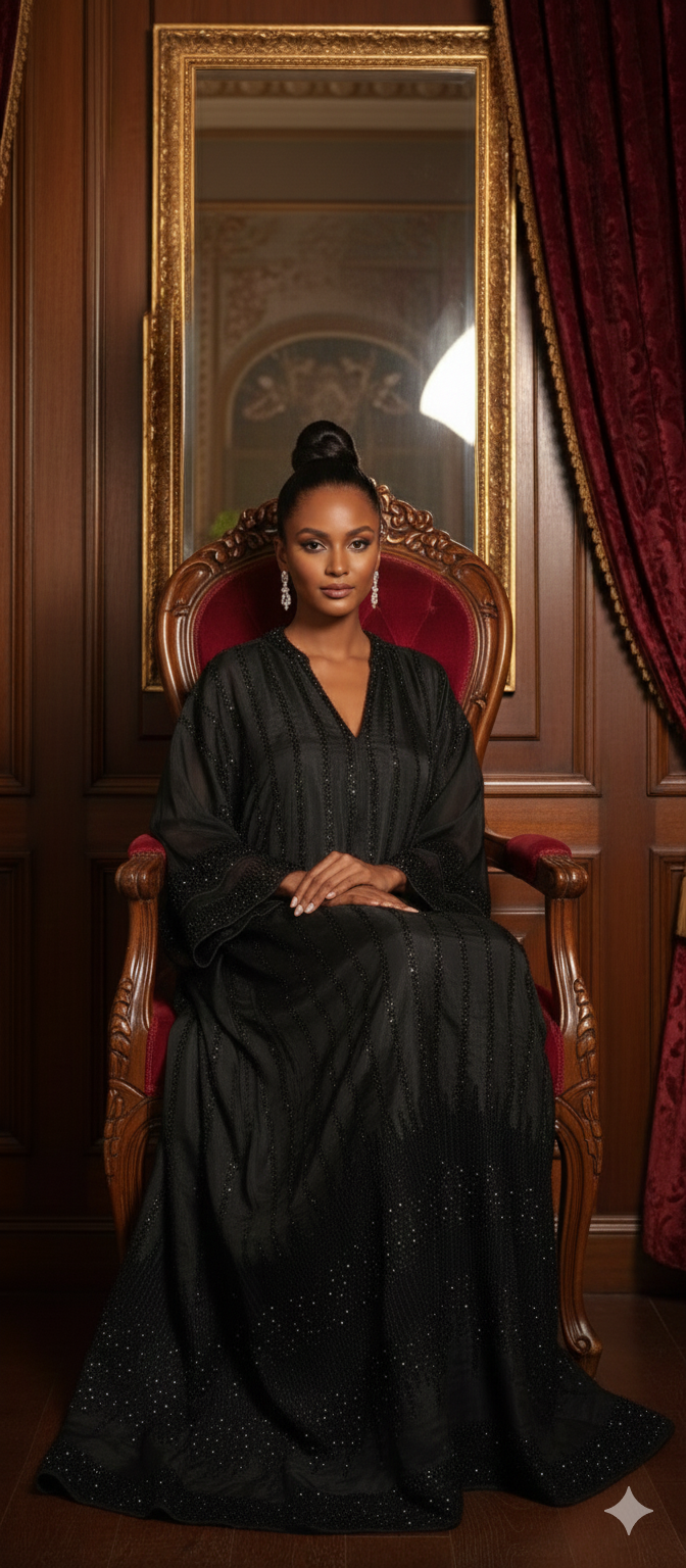 Kaftan Edit -  Tissue Silk with crystal embellishment - Midnight Radiance