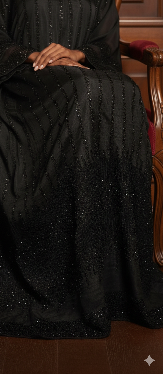Kaftan Edit -  Tissue Silk with crystal embellishment - Midnight Radiance