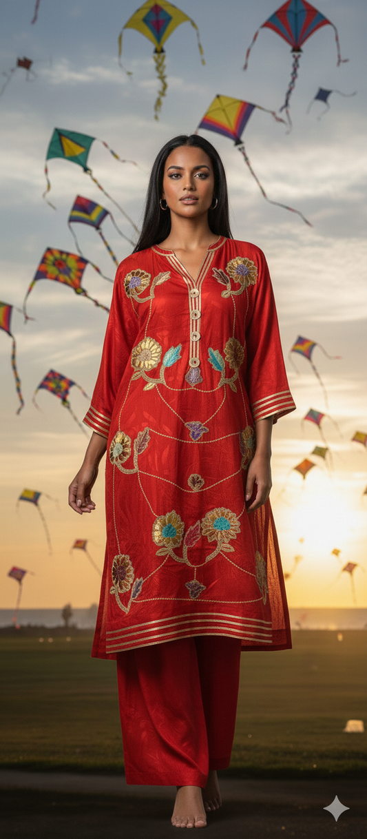 Spring Edit -  Pure Silk Karandi Kimkhawab Appliqué -  Black