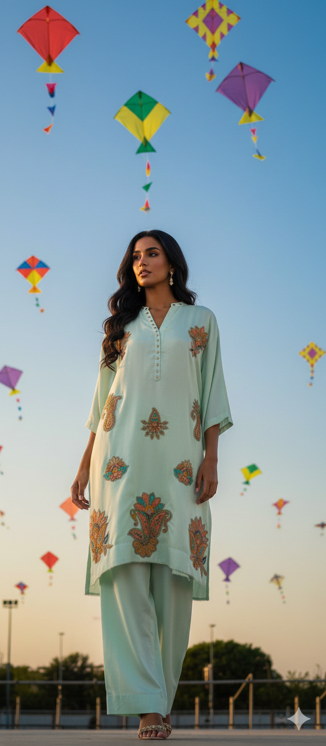 Spring Edit -  Pure Lawn Karandi Velvet Appliqué - Pulse Blue