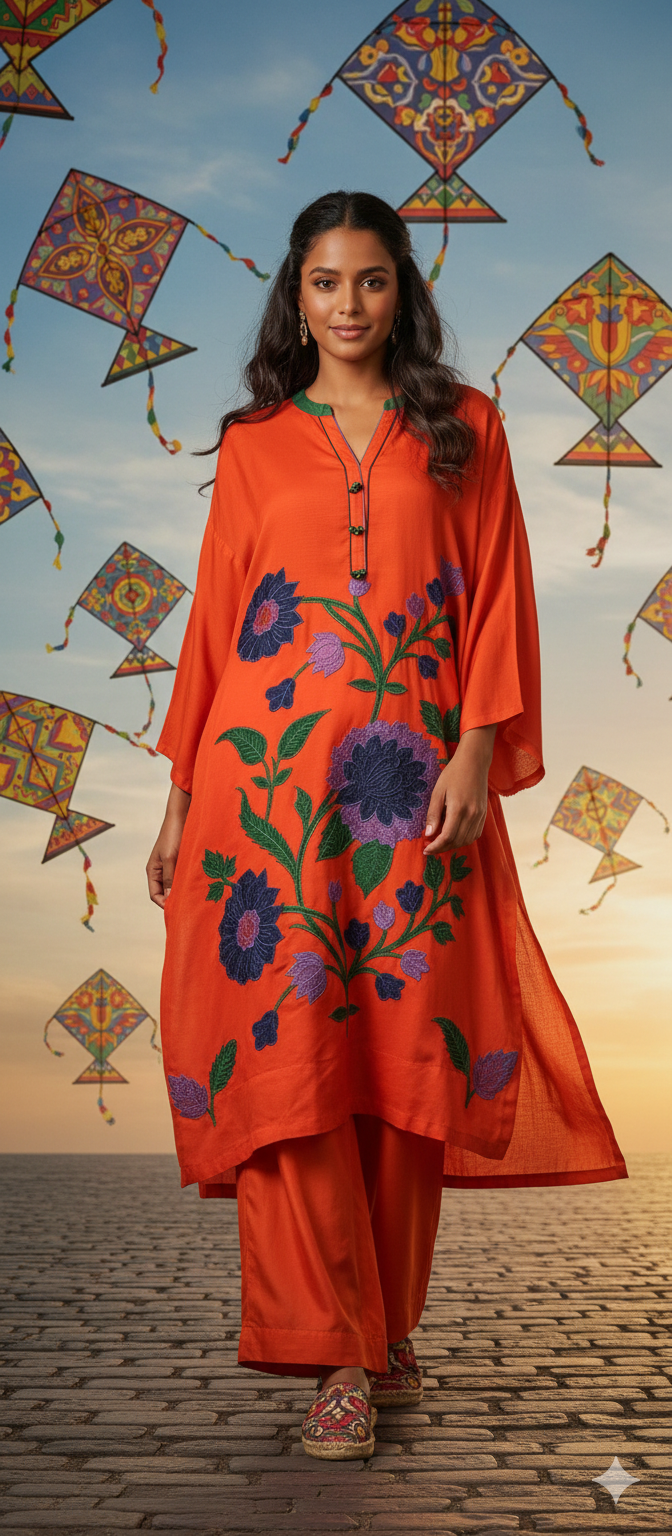 Spring Edit -  Pure Silk Karandi Velvet Appliqué - Scarlet Red