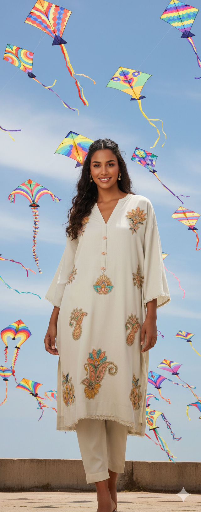 Spring Edit -  Pure Lawn Karandi Velvet Appliqué - Cloud Dancer White