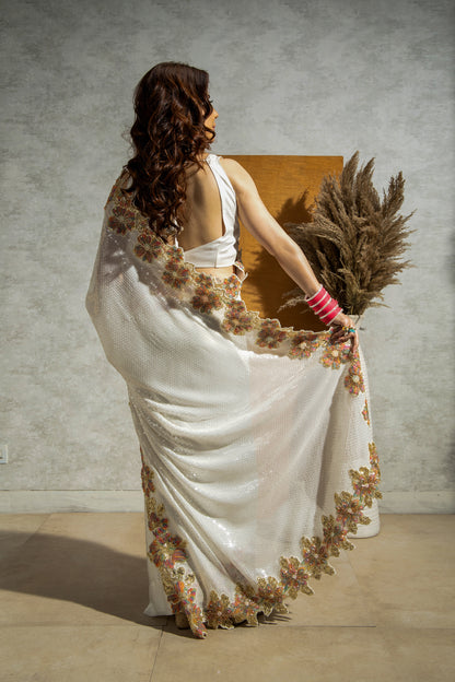 Sari - Khaista Gul Sari in White
