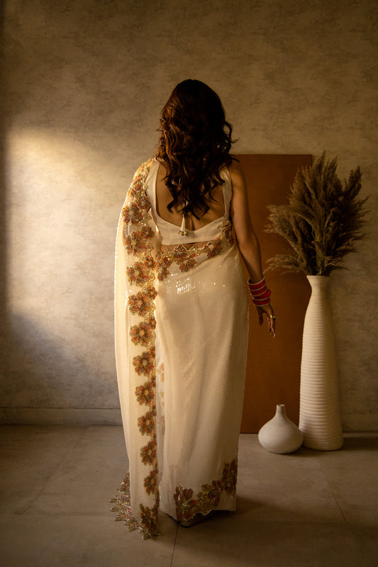 Sari - Khaista Gul Sari in White