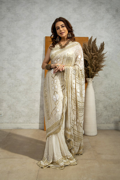 Sari - ChikanKari & Muqaish Saree