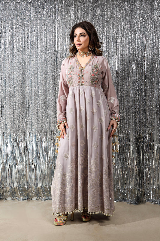 Wedding Wear - Lavender Velvet Peshwaaz