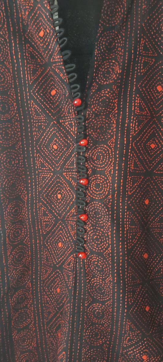 Summer Edit  - Light pure lawn Kurta with Kanta work hand embroidery (Black)
