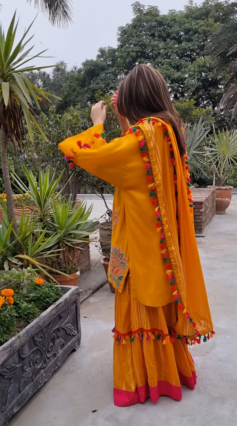 Spring Edit -  Pure Silk with silk embellished Appliqué - Kesari Yellow