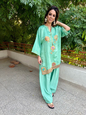 Summer Edit - Pure Ketan Silk - Kimkhawab Collection (Aqua Green)