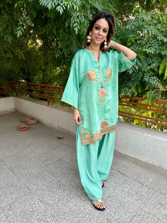 Summer Edit - Pure Ketan Silk - Kimkhawab Collection (Aqua Green)