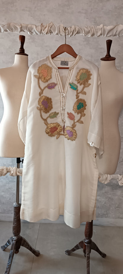 Summer Edit - Kara cotton Kimkhawab Collection  - Ecru White