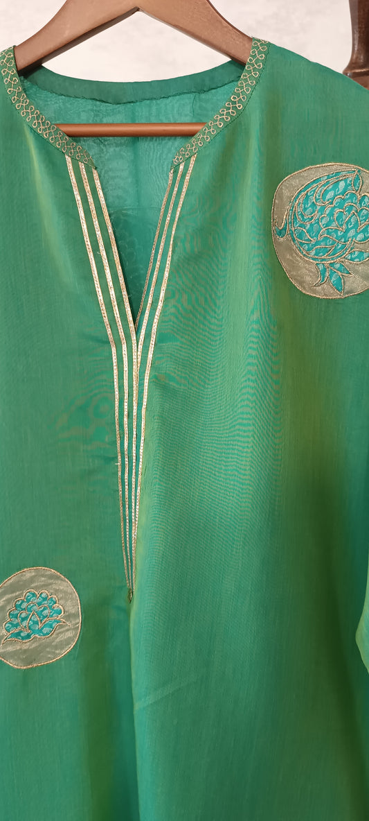 Chanderi Kimkhawab Collection  - Apple Green