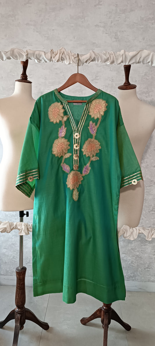 Summer Edit - Kara Cotton Kimkhawab Collection  - Apple Green