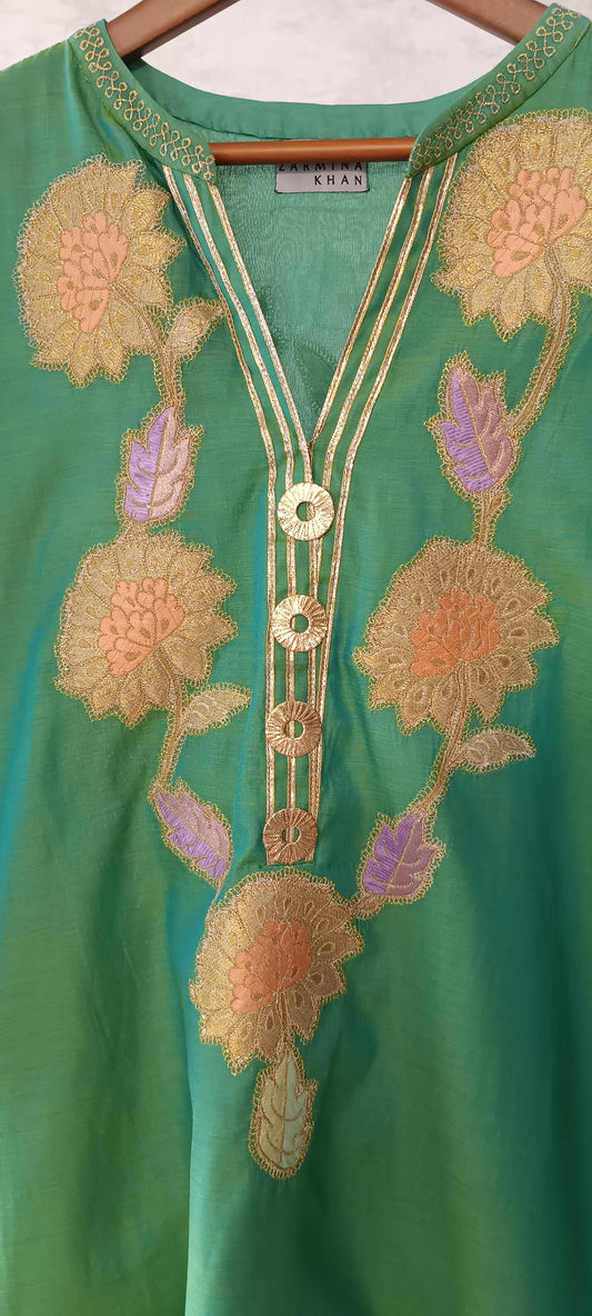 Summer Edit - Kara Cotton Kimkhawab Collection  - Apple Green