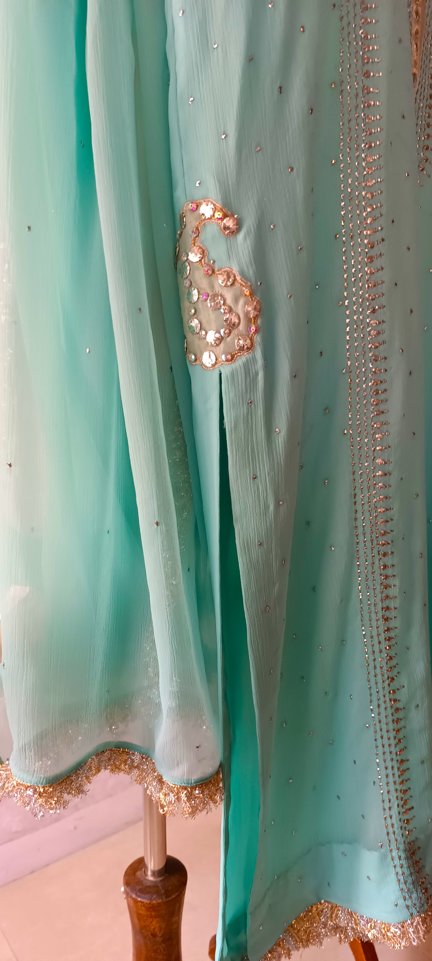 Wedding Wear - Chiffon Kamdani - Tiffany Blue