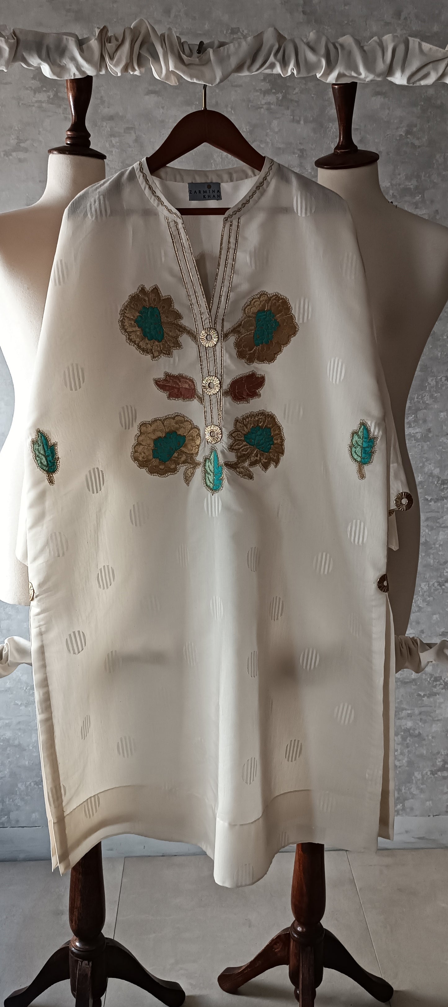Summer Edit - Kara Cotton Kimkhawab Collection - Ecru White