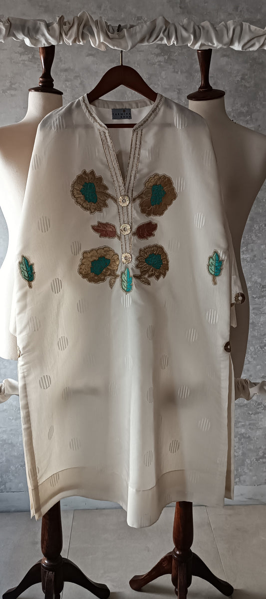 Summer Edit - Kara Cotton Kimkhawab Collection - Ecru White