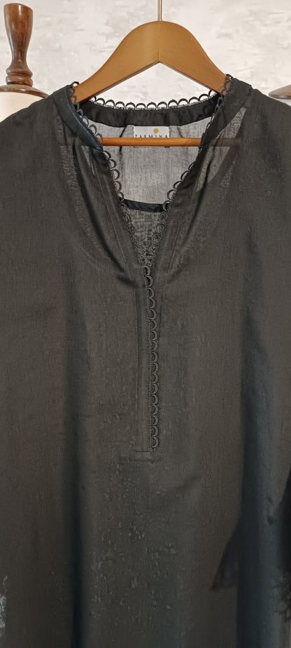 Summer Edit - Fine Lawn Plain Black Kurta