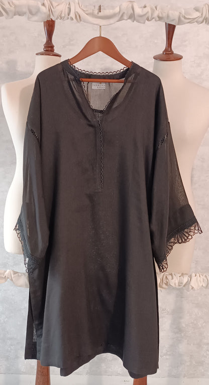 Summer Edit - Fine Lawn Plain Black Kurta