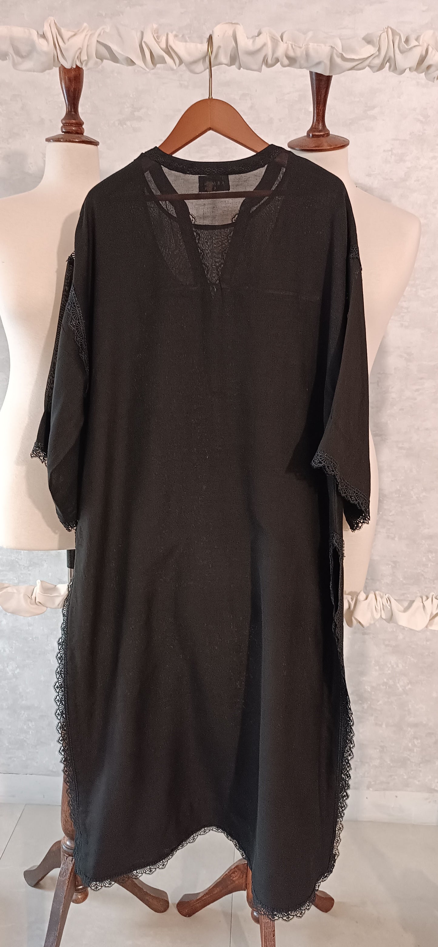 Black Edit - Malmal Long Kurta with Lace