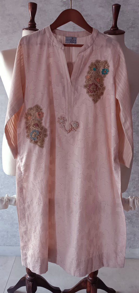 Summer Edit  - Light Lawn Jaquard Shirt (Powder Pink)