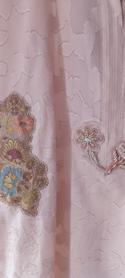 Summer Edit  - Light Lawn Jaquard Shirt (Powder Pink)