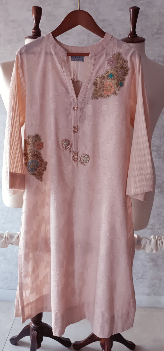 Summer Edit  - Light Lawn Jaquard Shirt (Powder Pink)