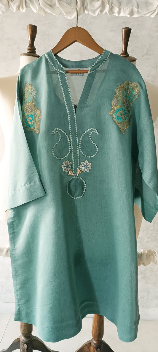 Summer Edit - Pure Chanderi   - Light  Teal