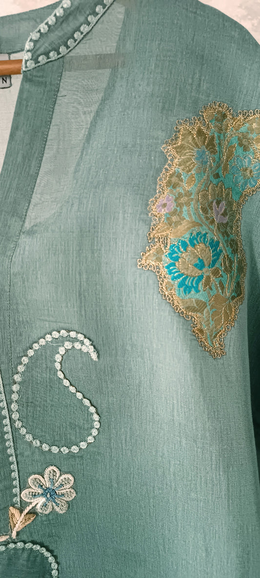 Summer Edit - Pure Chanderi   - Light  Teal