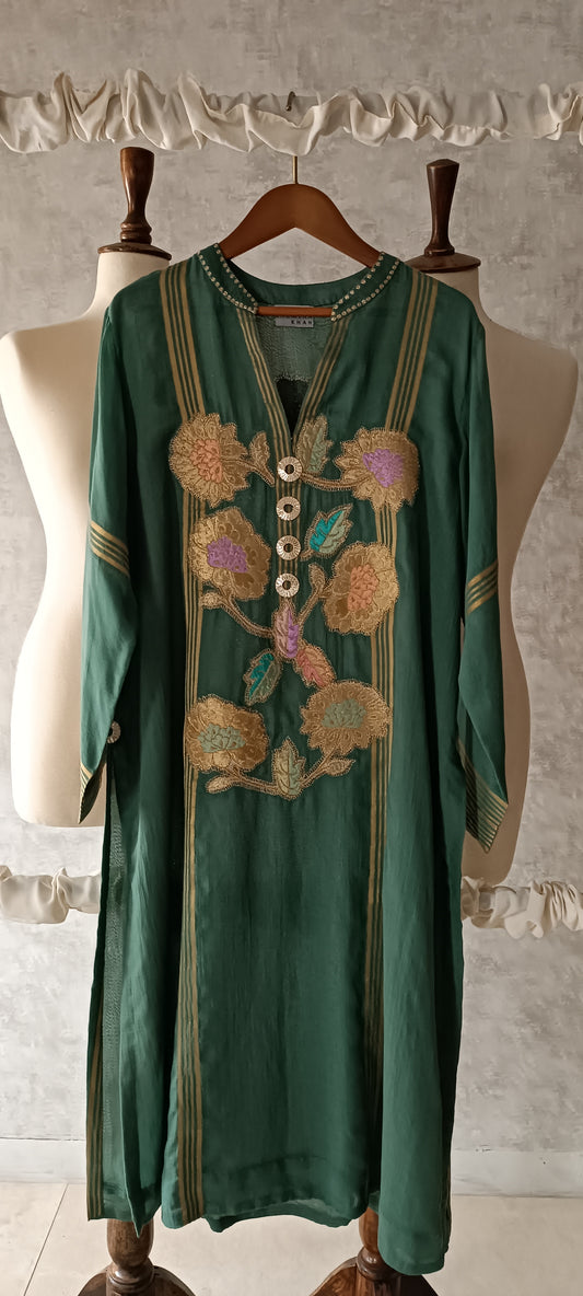 Summer Edit - Dhaka Malmal Kurta (Army Green)