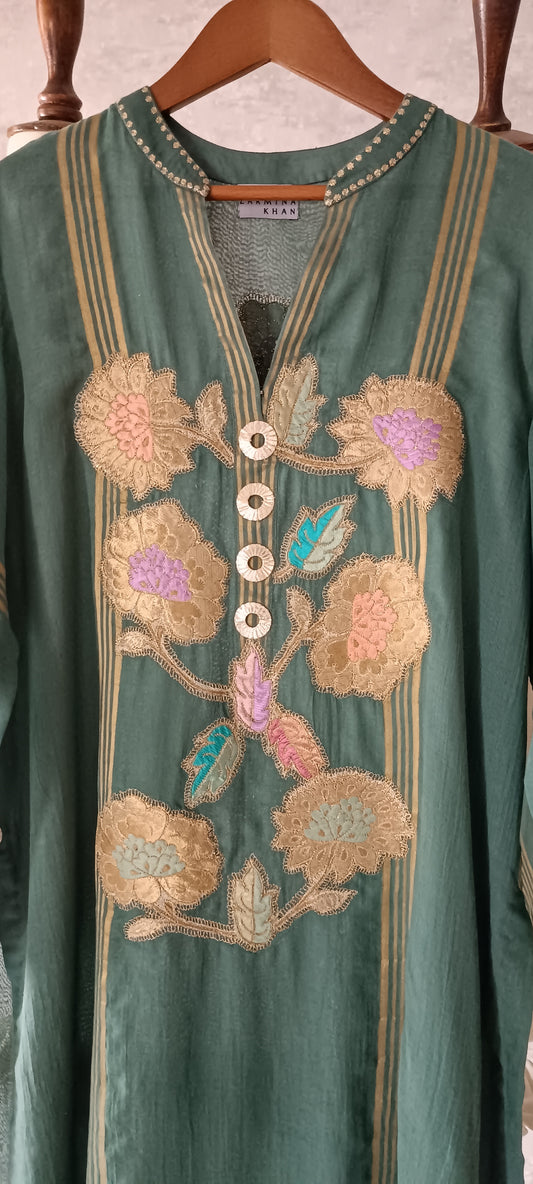 Summer Edit - Dhaka Malmal Kurta (Army Green)