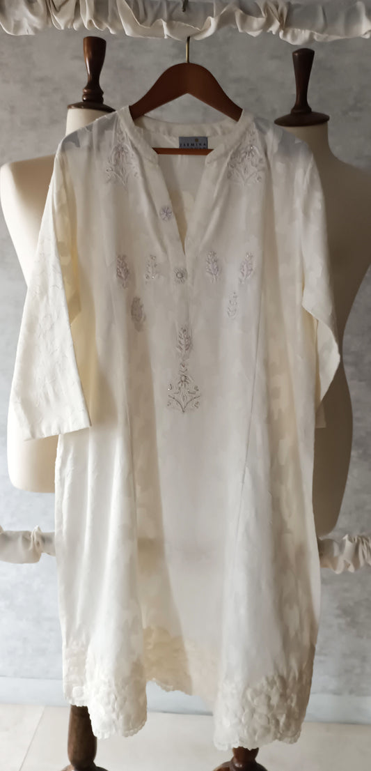 Summer Edit  - Light Lawn Jaquard Shirt (Soft White)