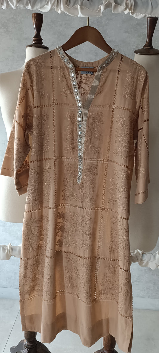 Summer Edit - Tarkashi with Kacha Tanka  - (Earthy Fawn)