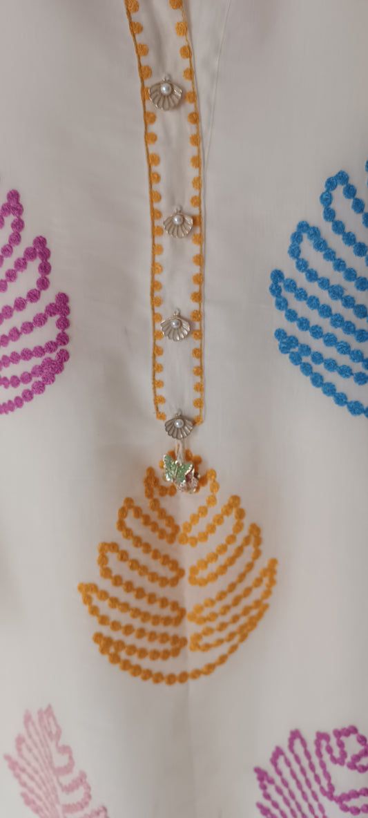 Summer Edit  - Pure Kara cotton Kurta Soft White