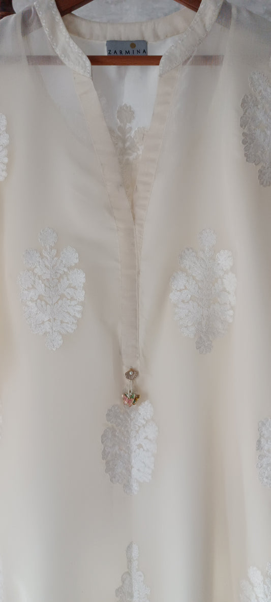 Summer Edit  - Pure Kara cotton Kurta Soft White
