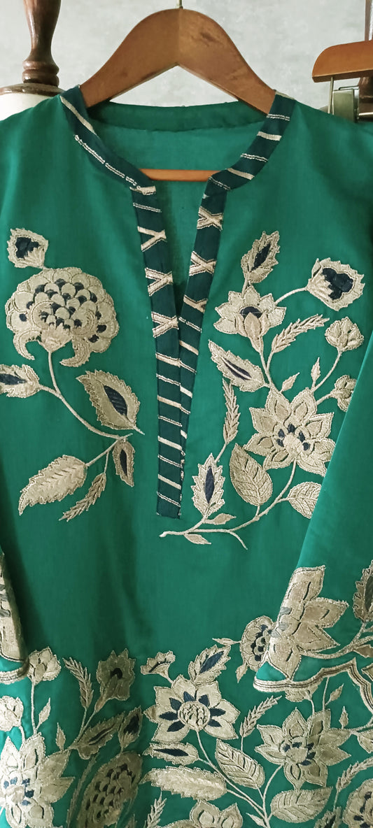 Mani (Autumn Edit) Pure Chanderi - Emerald Orchard
