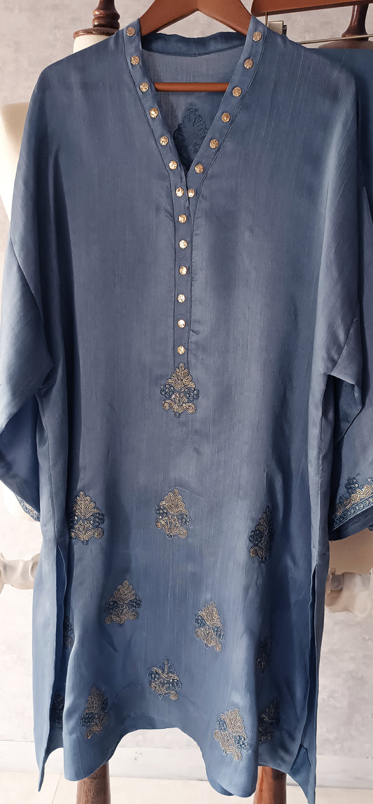 Dholki Edit - Maple Raw Silk - Stone Blue