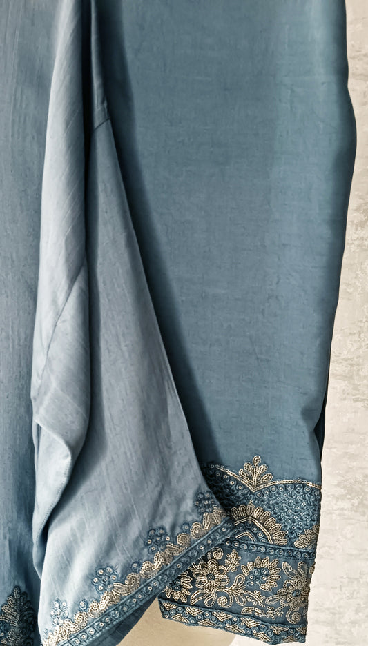 Dholki Edit - Maple Raw Silk - Stone Blue